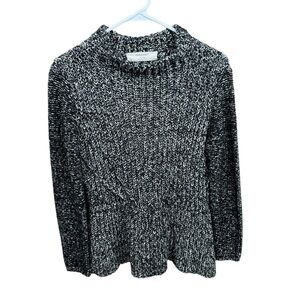 Zara Black and White Cowl Neck Chunky Knit Sweater Size Medium